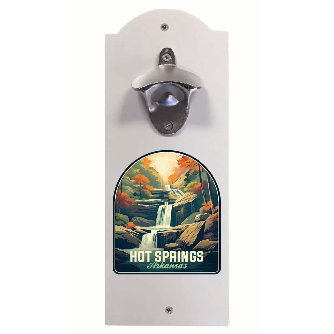 Hot Springs Arkansas Autumn Waterfall Design Souvenir Wall mounted bottle opener Image 1