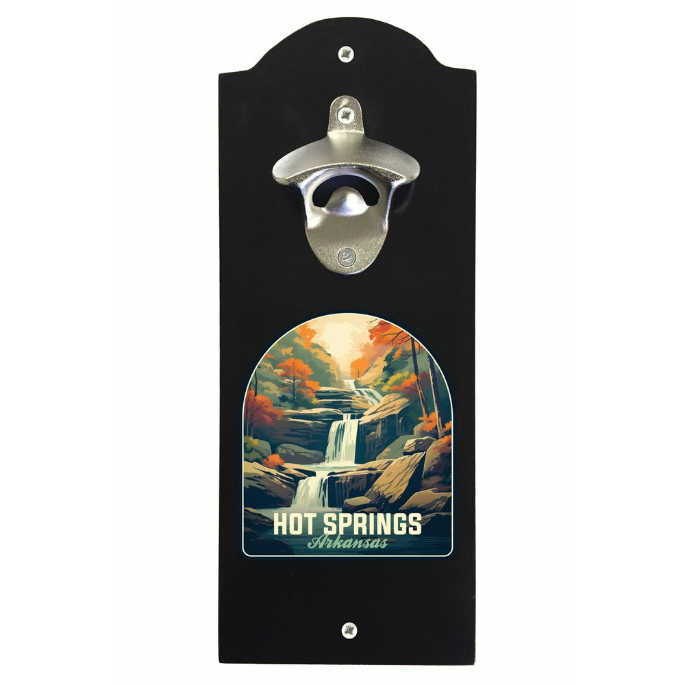 Hot Springs Arkansas Autumn Waterfall Design Souvenir Wall mounted bottle opener Image 2