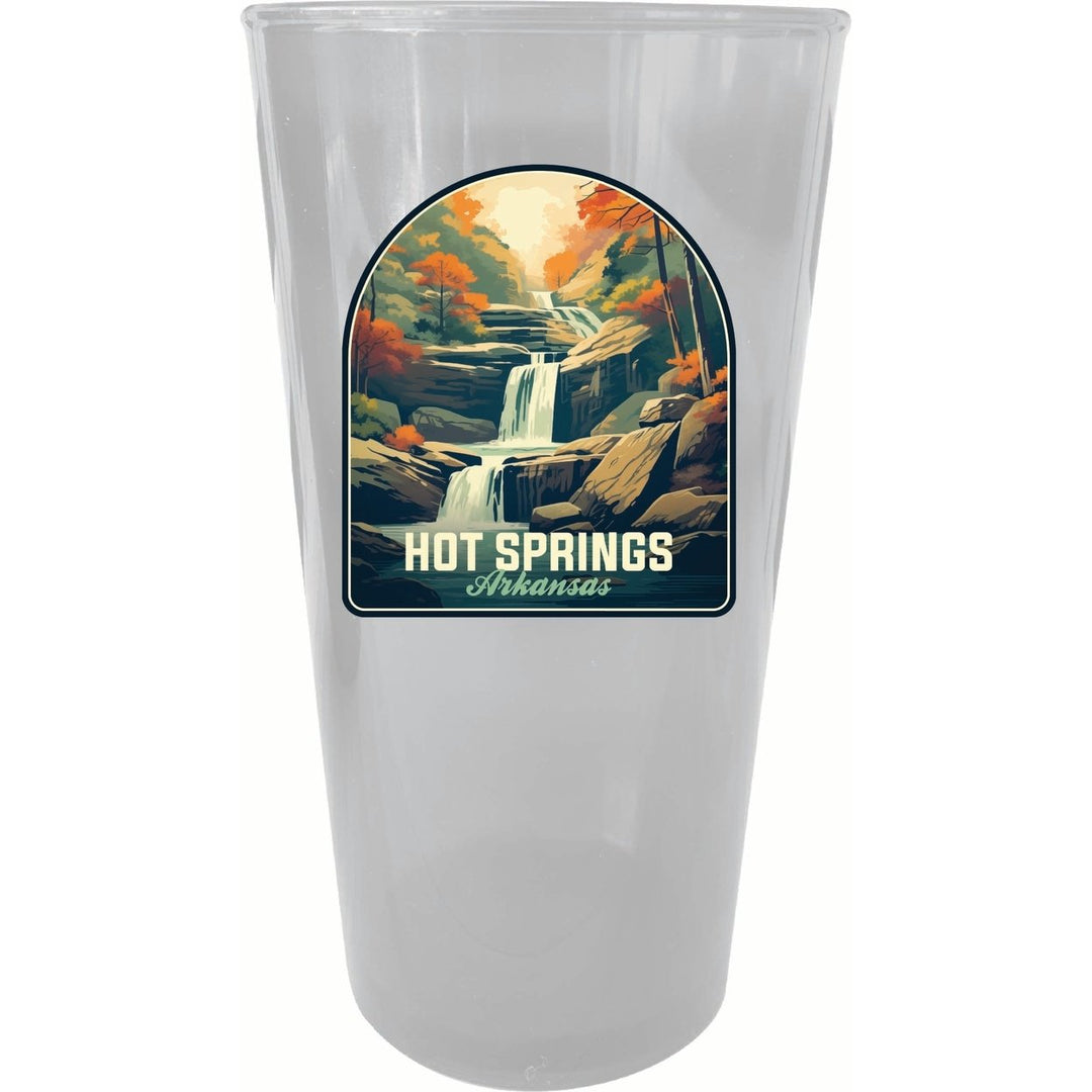 Hot Springs Arkansas Autumn Waterfall Design Souvenir Plastic 16 oz pint Image 1