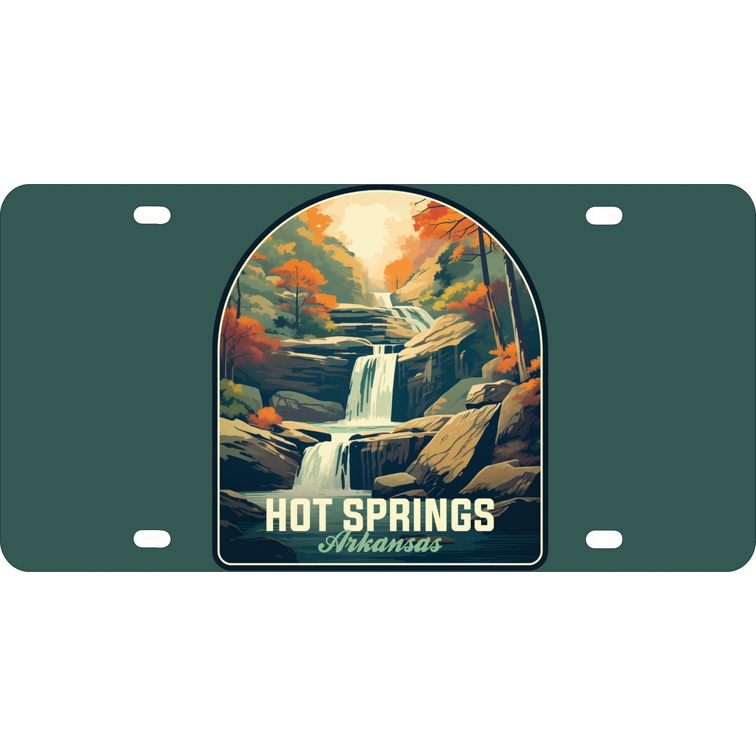 Hot Springs Arkansas Autumn Waterfall Design Souvenir Mini Metal License Plate 4.75 x 2.25 inch Image 1