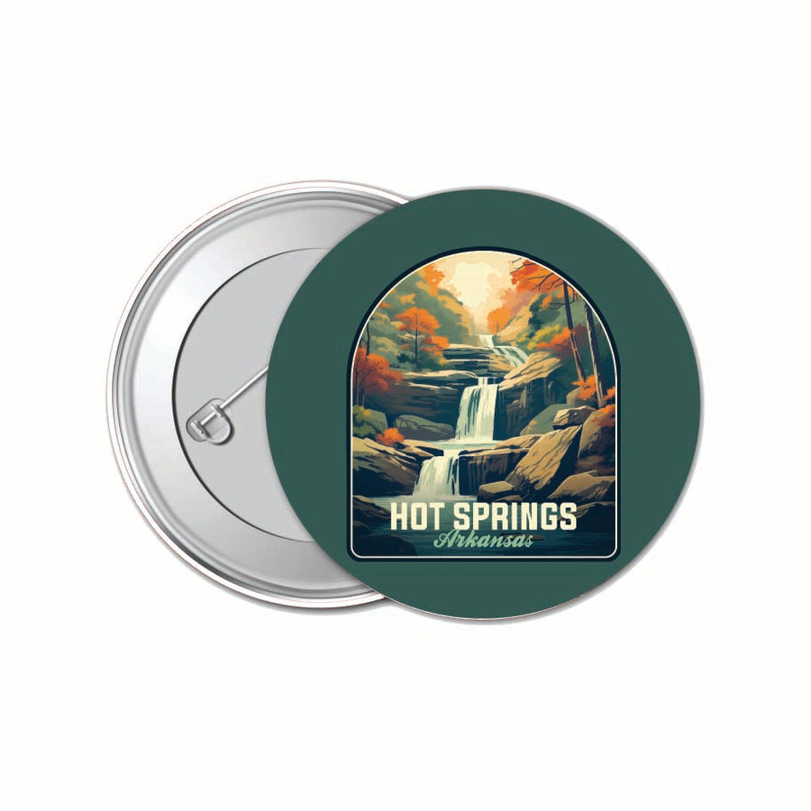 Hot Springs Arkansas Autumn Waterfall Design Souvenir Small 1-Inch Button Pin 4 Pack Image 1