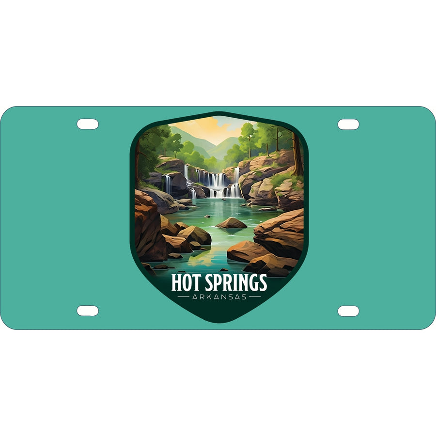 Hot Springs Arkansas Lake Springs Design Souvenir Metal License Plate Image 1