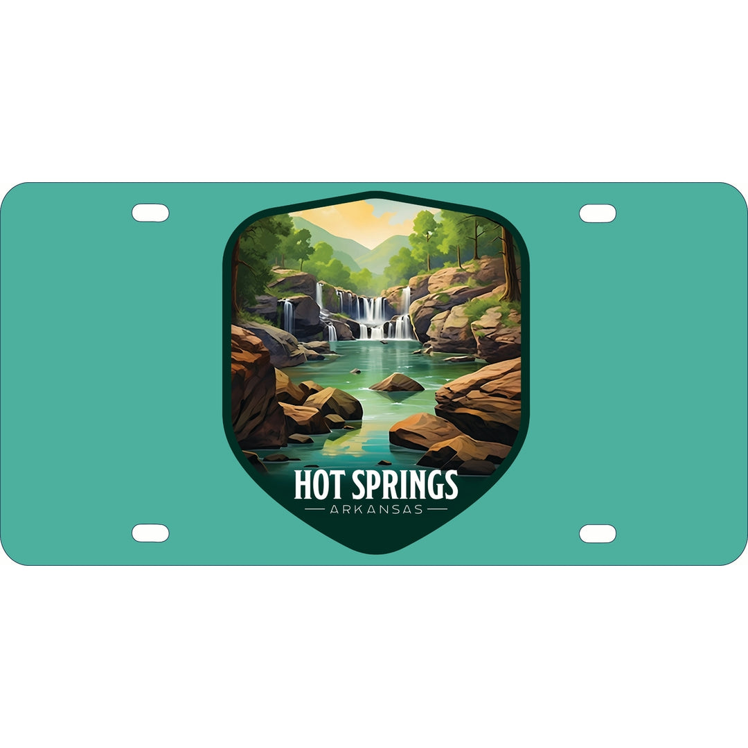 Hot Springs Arkansas Lake Springs Design Souvenir Mini Metal License Plate 4.75 x 2.25 inch Image 1