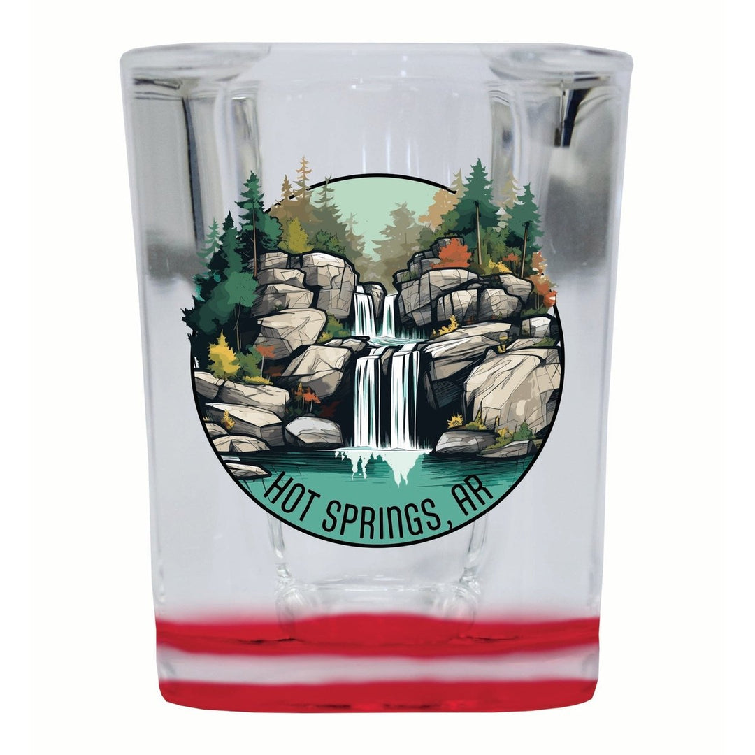 Hot Springs Arkansas Waterfall Illustration Design Souvenir 2 Ounce Shot Glass Square Image 1