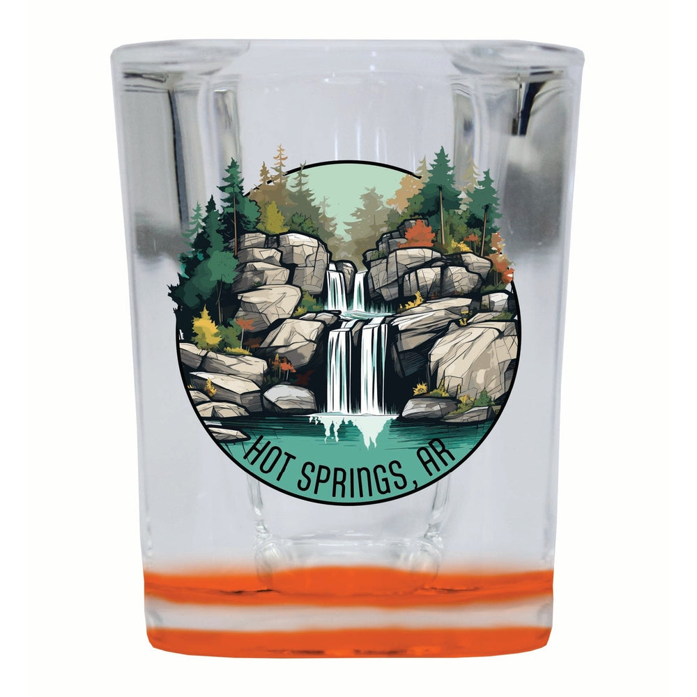 Hot Springs Arkansas Waterfall Illustration Design Souvenir 2 Ounce Shot Glass Square Image 2