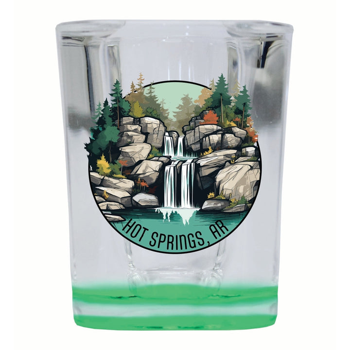 Hot Springs Arkansas Waterfall Illustration Design Souvenir 2 Ounce Shot Glass Square Image 3