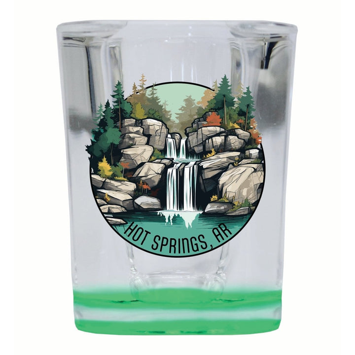 Hot Springs Arkansas Waterfall Illustration Design Souvenir 2 Ounce Shot Glass Square Image 1