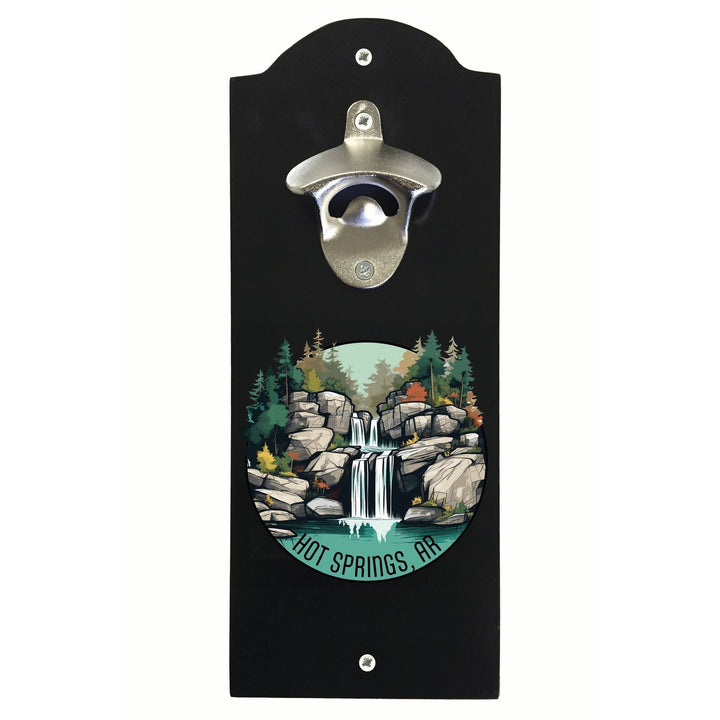 Hot Springs Arkansas Waterfall Illustration Design Souvenir Wall mounted bottle opener Image 1