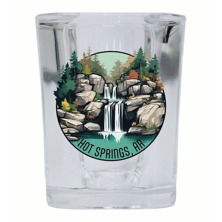 Hot Springs Arkansas Waterfall Illustration Design Souvenir 2 Ounce Shot Glass Square Image 1