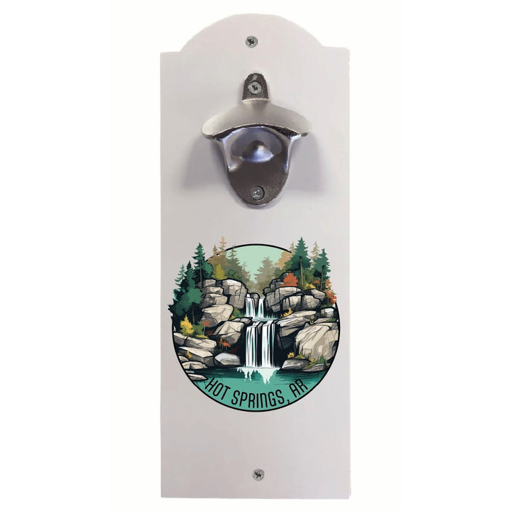 Hot Springs Arkansas Waterfall Illustration Design Souvenir Wall mounted bottle opener Image 1