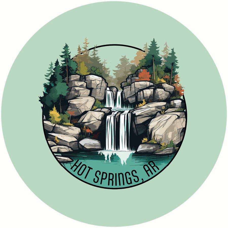 Hot Springs Arkansas Waterfall Illustration Design Souvenir Coaster Paper 4 Pack Image 1