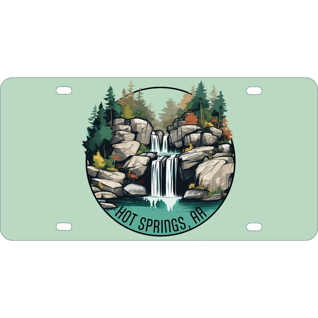 Hot Springs Arkansas Waterfall Illustration Design Souvenir Metal License Plate Image 1