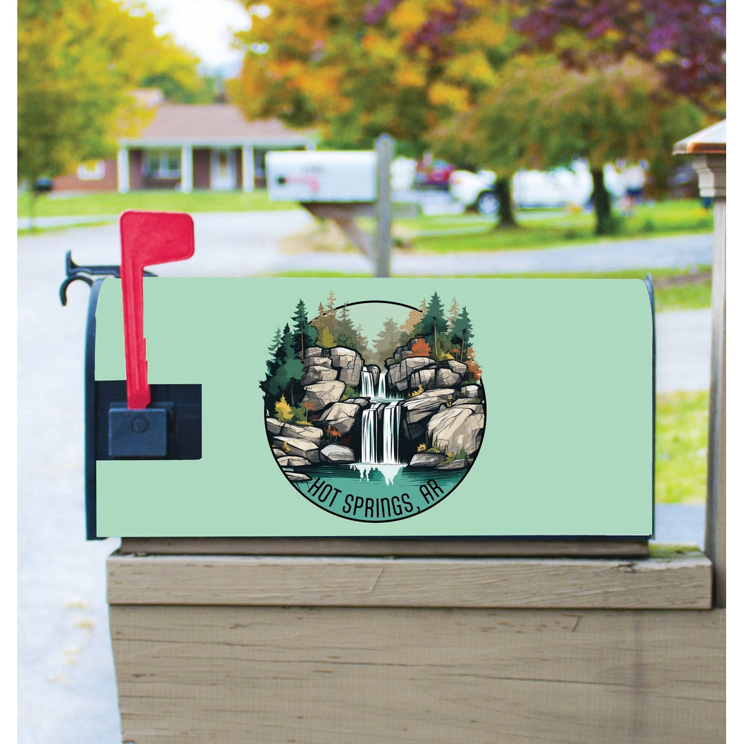 Hot Springs Arkansas Waterfall Illustration Design Souvenir Magnetic Mailbox Cover Image 1