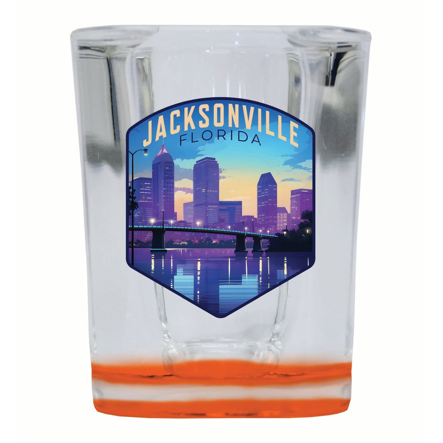 Jacksonville Florida Evening Cityscape Design Souvenir 2 Ounce Shot Glass Square Image 1