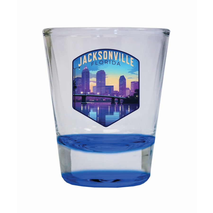 Jacksonville Florida Evening Cityscape Design Souvenir 2 Ounce Shot Glass Round Image 1