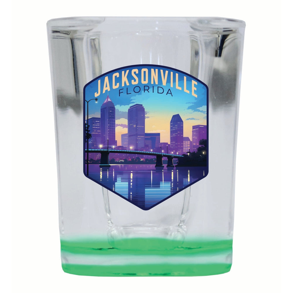 Jacksonville Florida Evening Cityscape Design Souvenir 2 Ounce Shot Glass Square Image 2