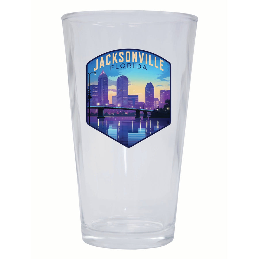 Jacksonville Florida Evening Cityscape Design Souvenir 16 oz Pint Glass Image 1