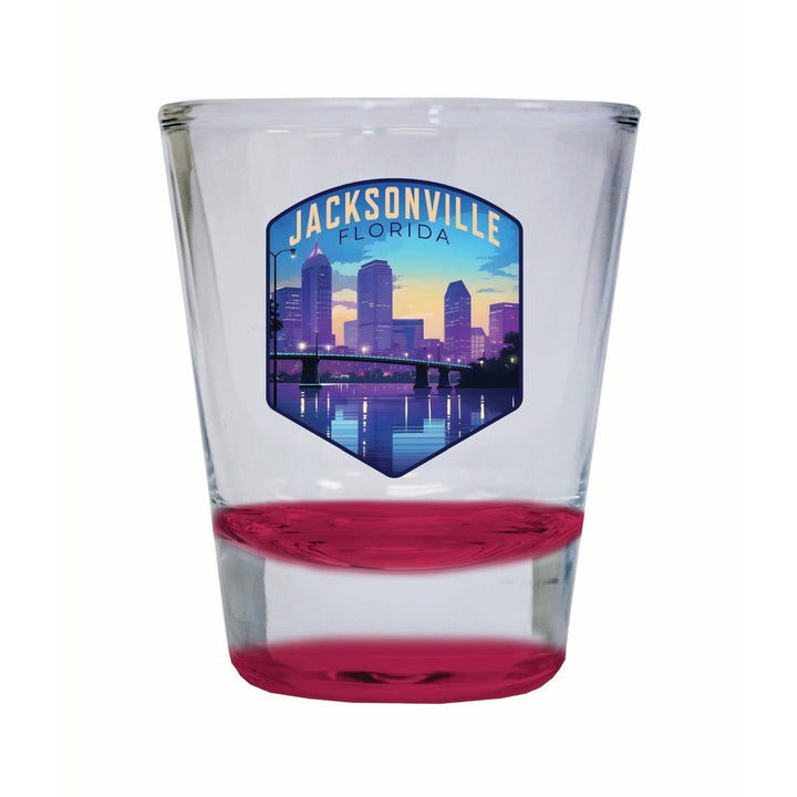 Jacksonville Florida Evening Cityscape Design Souvenir 2 Ounce Shot Glass Round Image 1