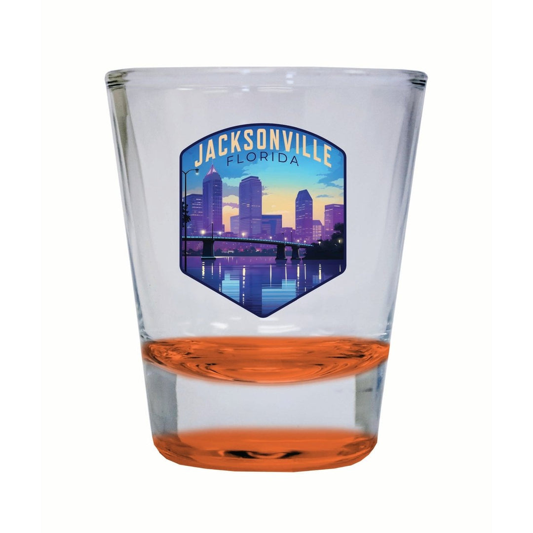 Jacksonville Florida Evening Cityscape Design Souvenir 2 Ounce Shot Glass Round Image 4