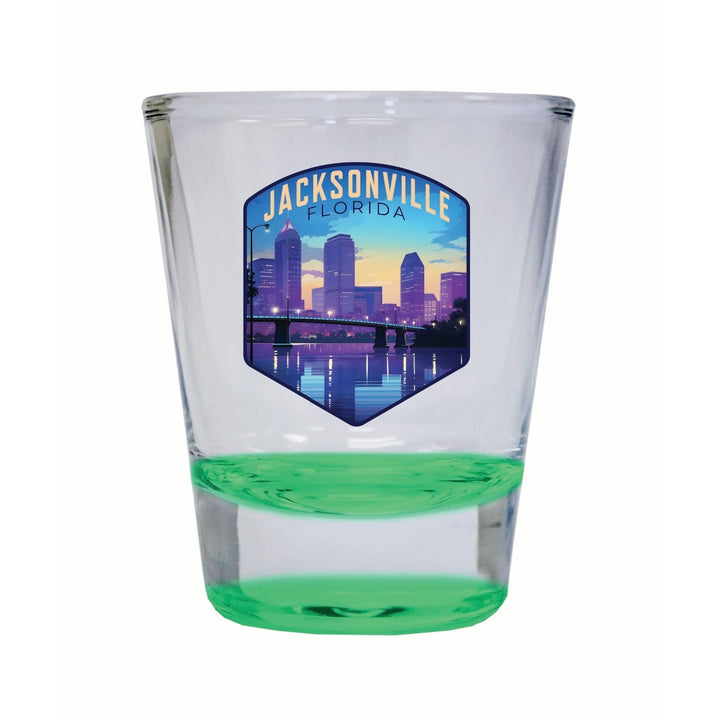 Jacksonville Florida Evening Cityscape Design Souvenir 2 Ounce Shot Glass Round Image 4