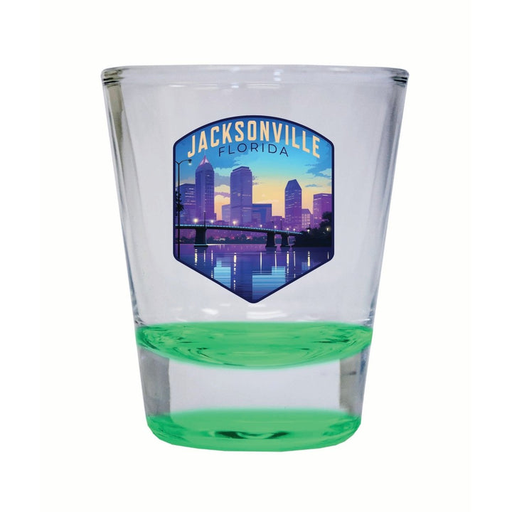 Jacksonville Florida Evening Cityscape Design Souvenir 2 Ounce Shot Glass Round Image 1