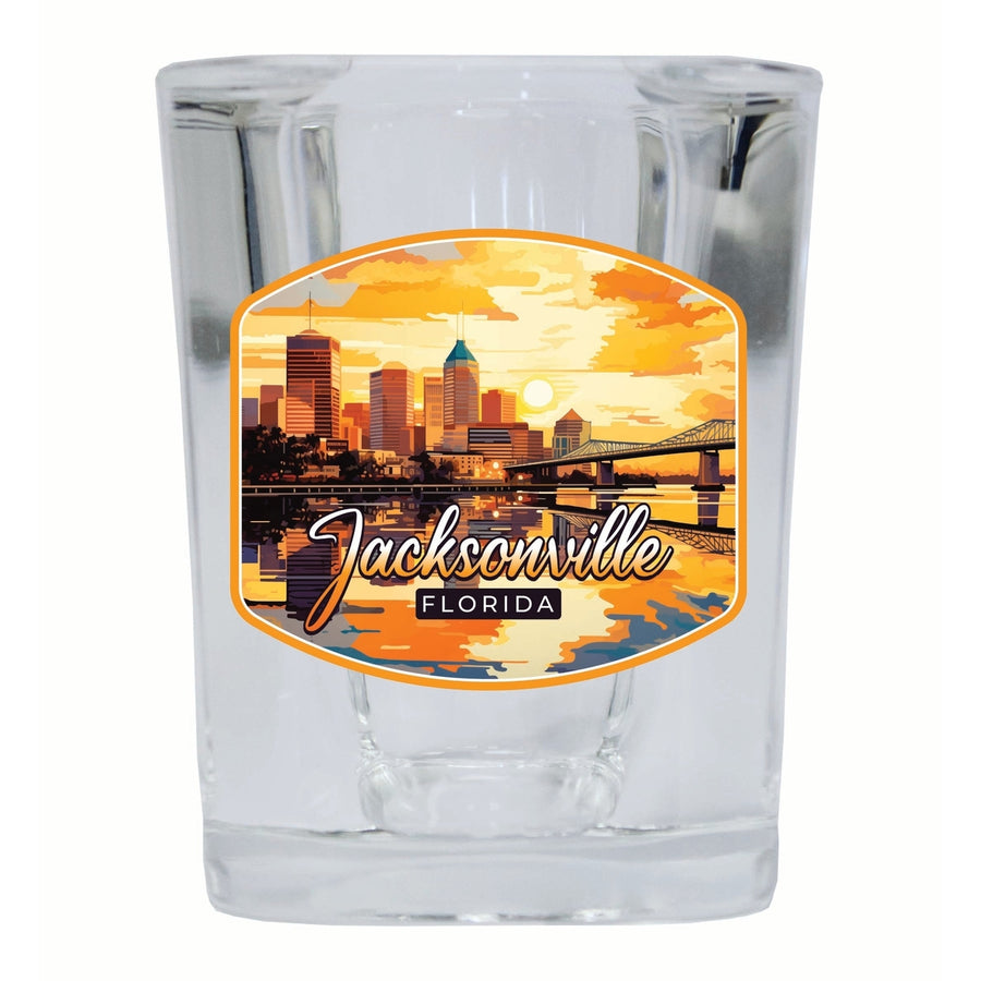 Jacksonville Florida Sunset Cityscape Design Souvenir 2 Ounce Shot Glass Square Image 1