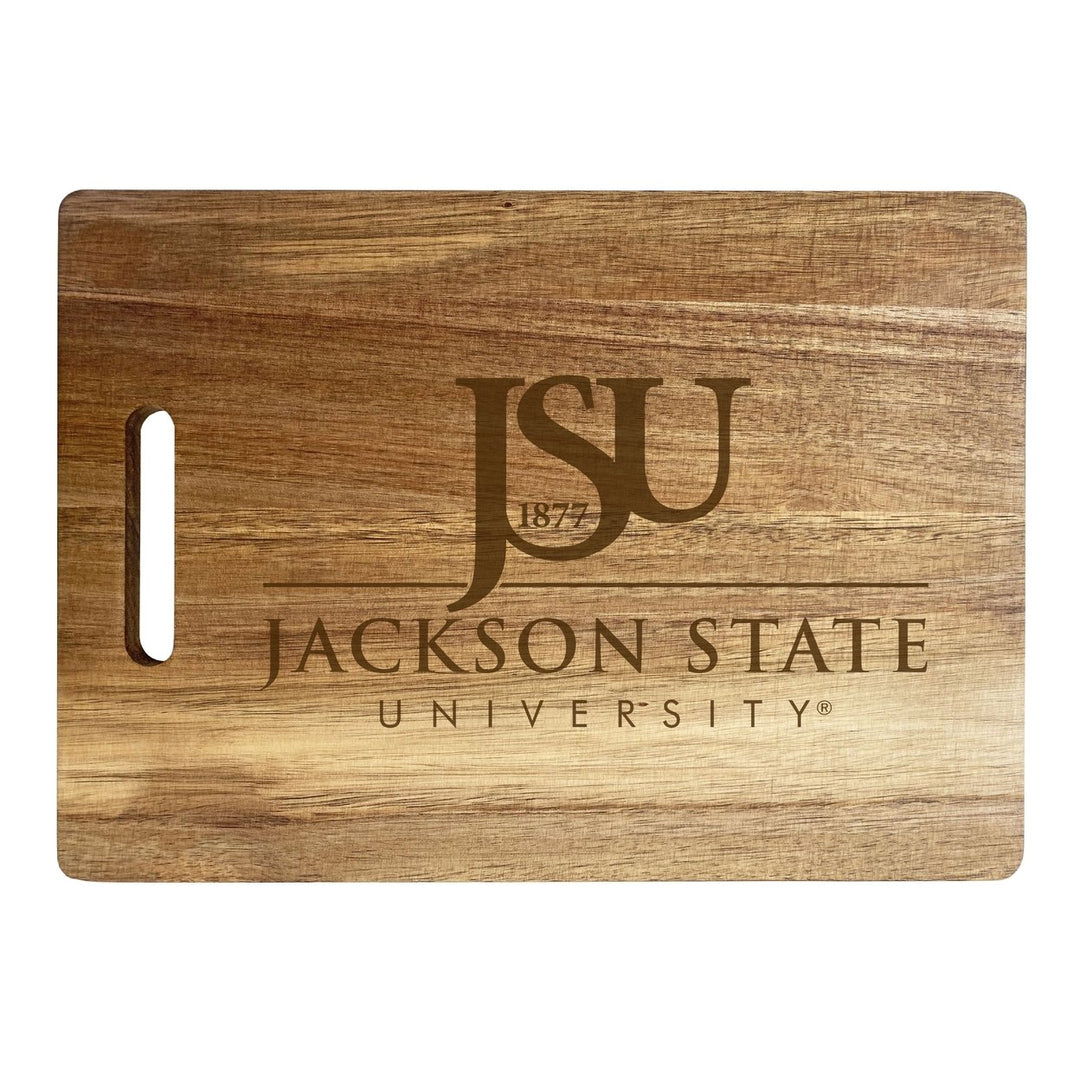 Jackson State University Engraved Wooden Cutting Board 10" x 14" Acacia Wood Officially Licensed Collegiate Product Image 1