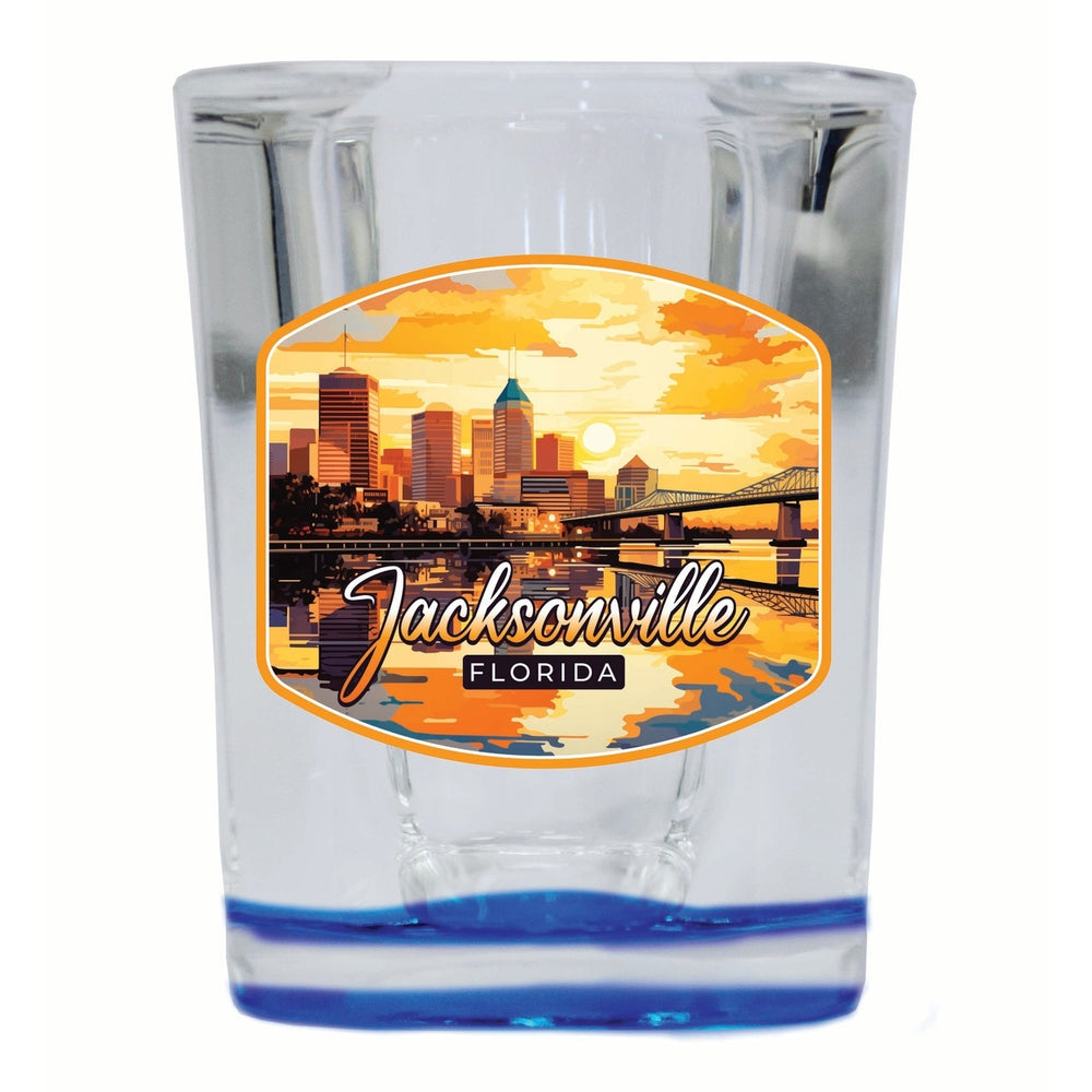 Jacksonville Florida Sunset Cityscape Design Souvenir 2 Ounce Shot Glass Square Image 2