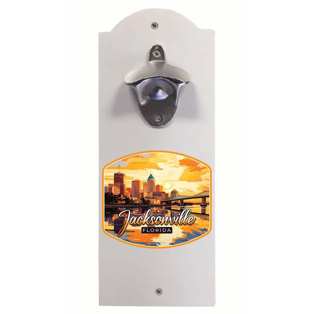 Jacksonville Florida Sunset Cityscape Design Souvenir Wall mounted bottle opener Image 1