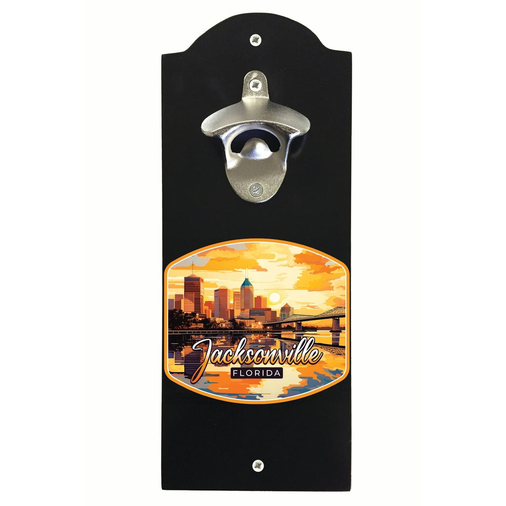 Jacksonville Florida Sunset Cityscape Design Souvenir Wall mounted bottle opener Image 2