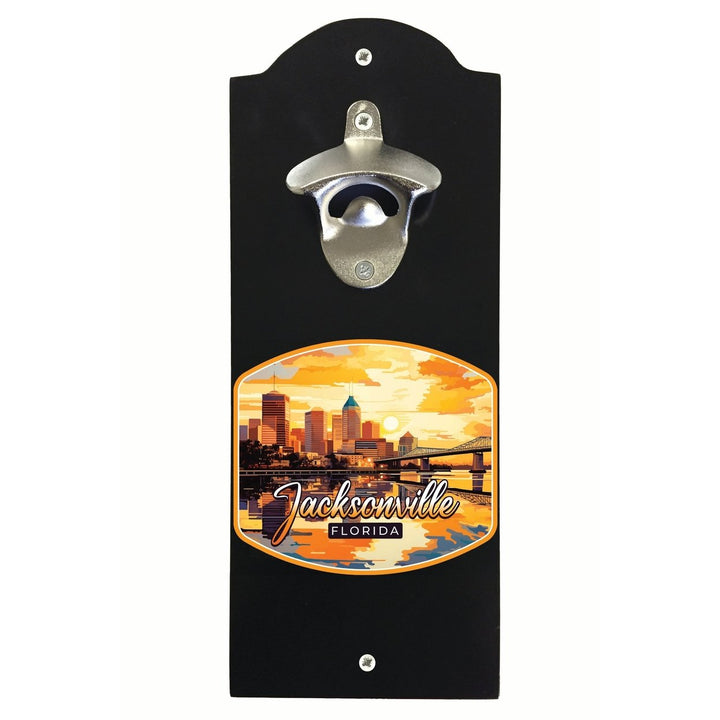 Jacksonville Florida Sunset Cityscape Design Souvenir Wall mounted bottle opener Image 1