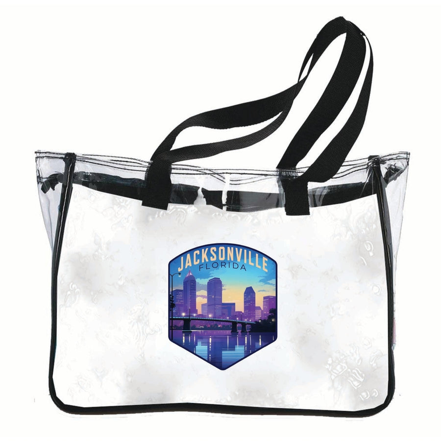 Jacksonville Florida Evening Cityscape Design Souvenir Clear Tote Bag Image 1