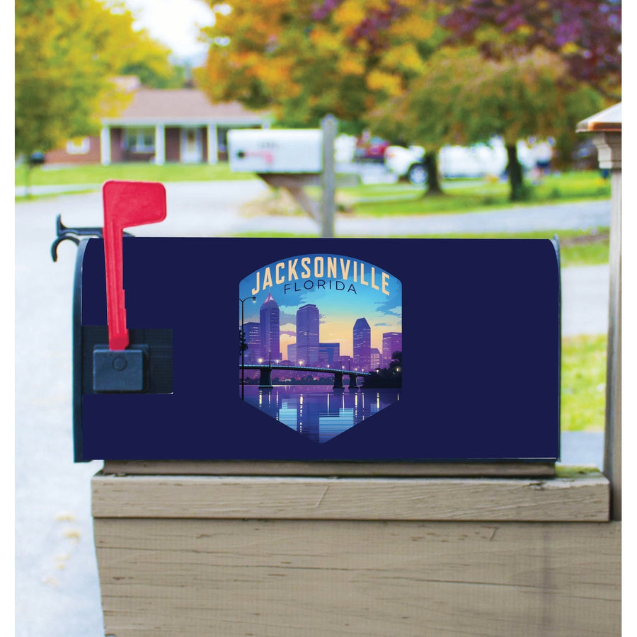 Jacksonville Florida Evening Cityscape Design Souvenir Magnetic Mailbox Cover Image 1