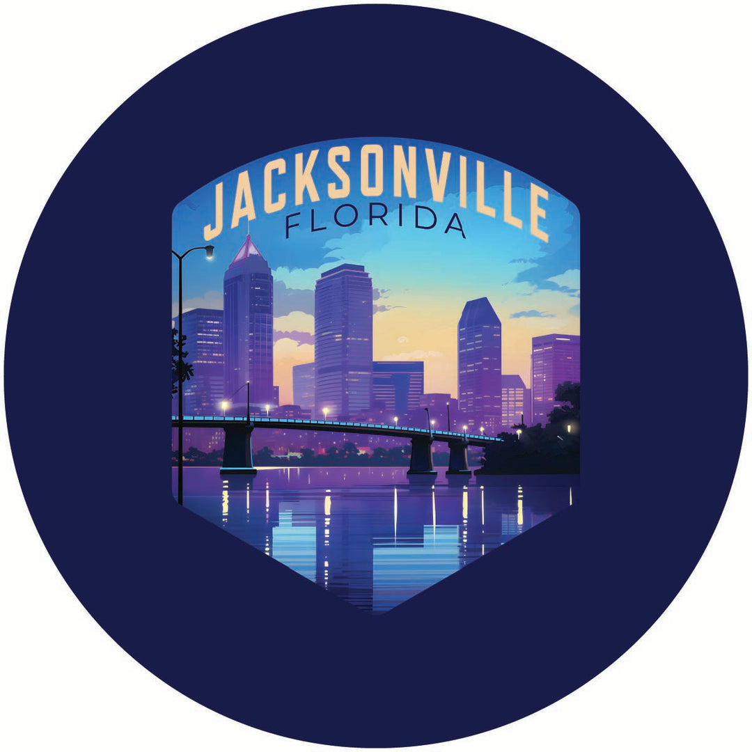 Jacksonville Florida Evening Cityscape Design Souvenir Coaster Paper 4 Pack Image 1