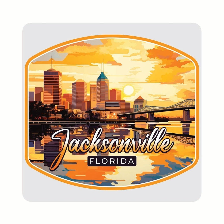 Jacksonville Florida Sunset Cityscape Design Souvenir 4x4-Inch Coaster Acrylic 4 Pack Image 1