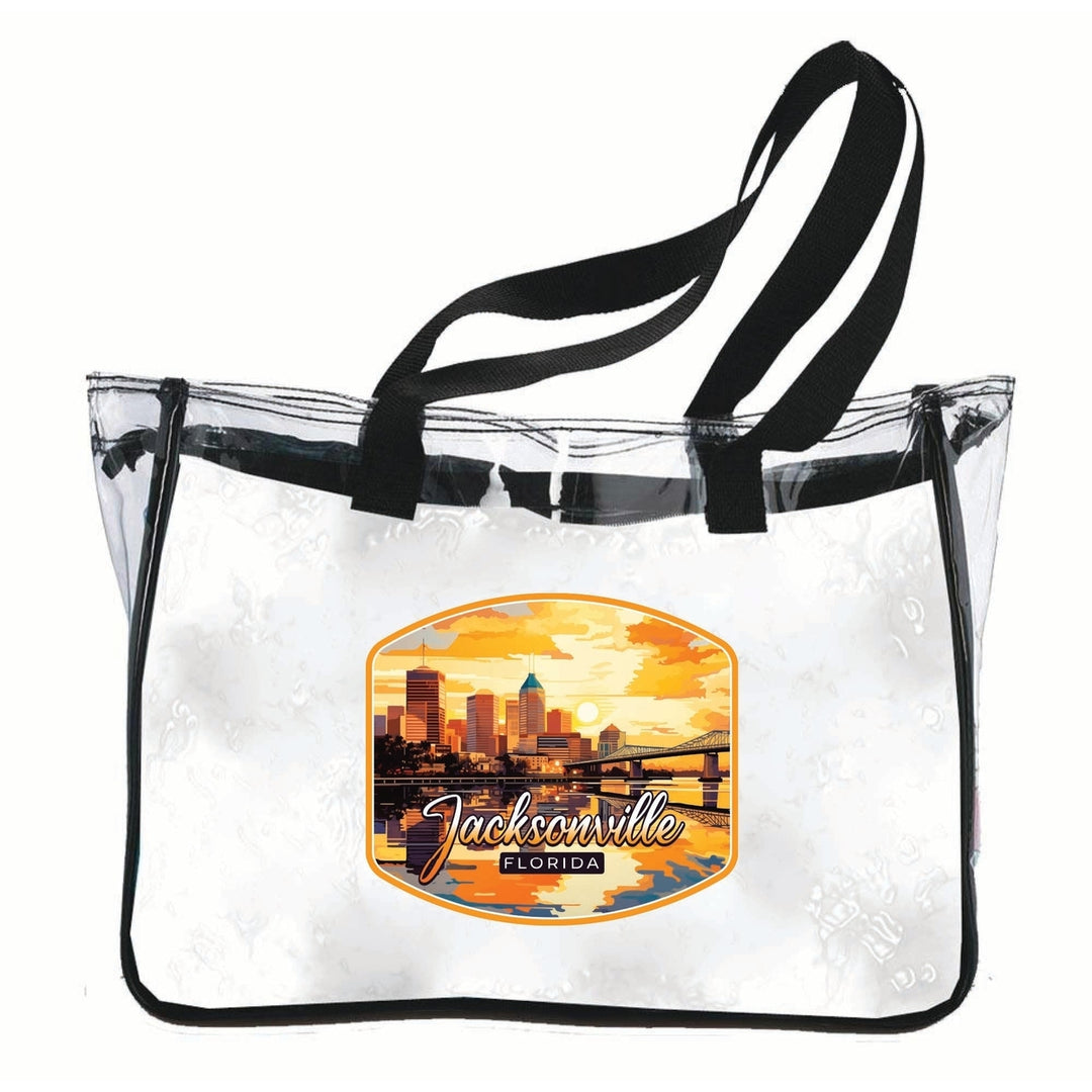 Jacksonville Florida Sunset Cityscape Design Souvenir Clear Tote Bag Image 1