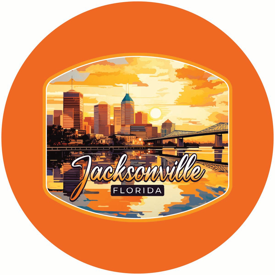 Jacksonville Florida Sunset Cityscape Design Souvenir Coaster Paper 4 Pack Image 1