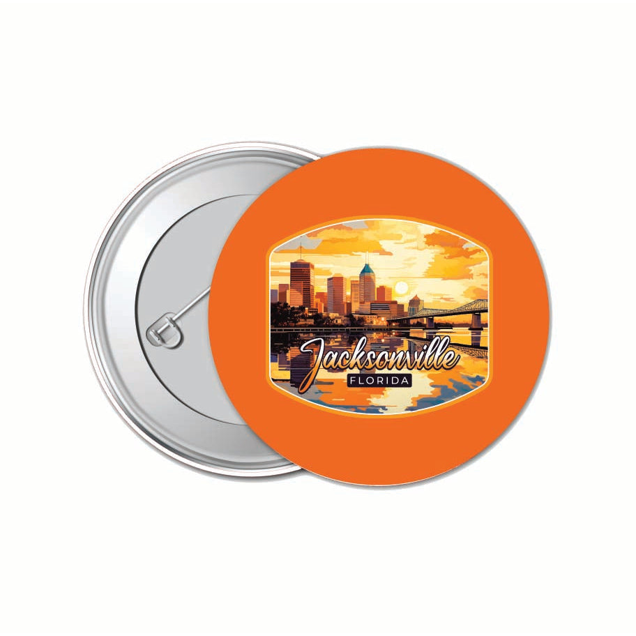 Jacksonville Florida Sunset Cityscape Design Souvenir Small 1-Inch Button Pin 4 Pack Image 1