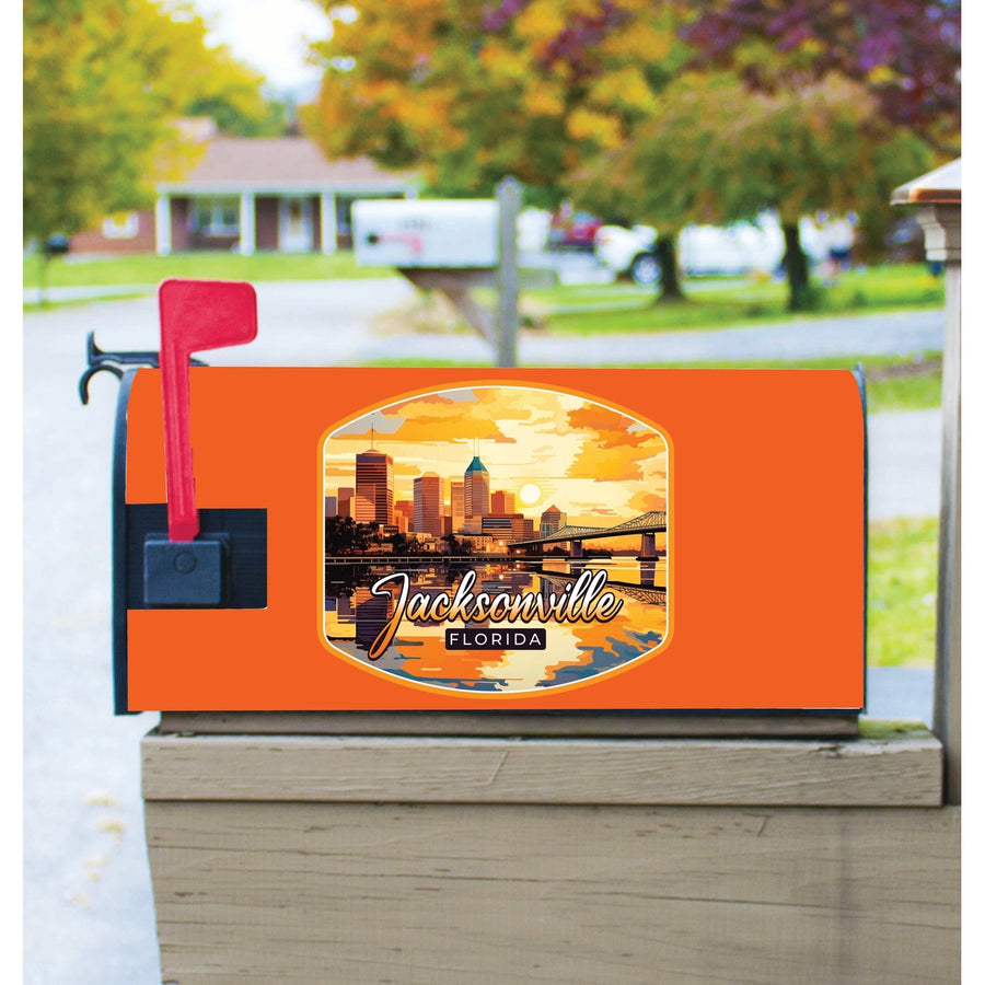 Jacksonville Florida Sunset Cityscape Design Souvenir Magnetic Mailbox Cover Image 1