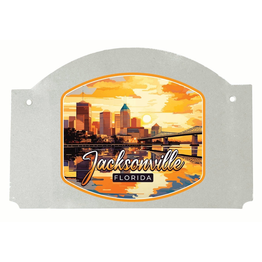 Jacksonville Florida Sunset Cityscape Design Souvenir Wood sign flat with string Image 1