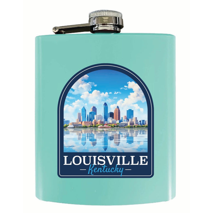 Louisville Kentucky Daytime Cityscape Design Souvenir 7 oz Steel Flask Matte Finish Image 1