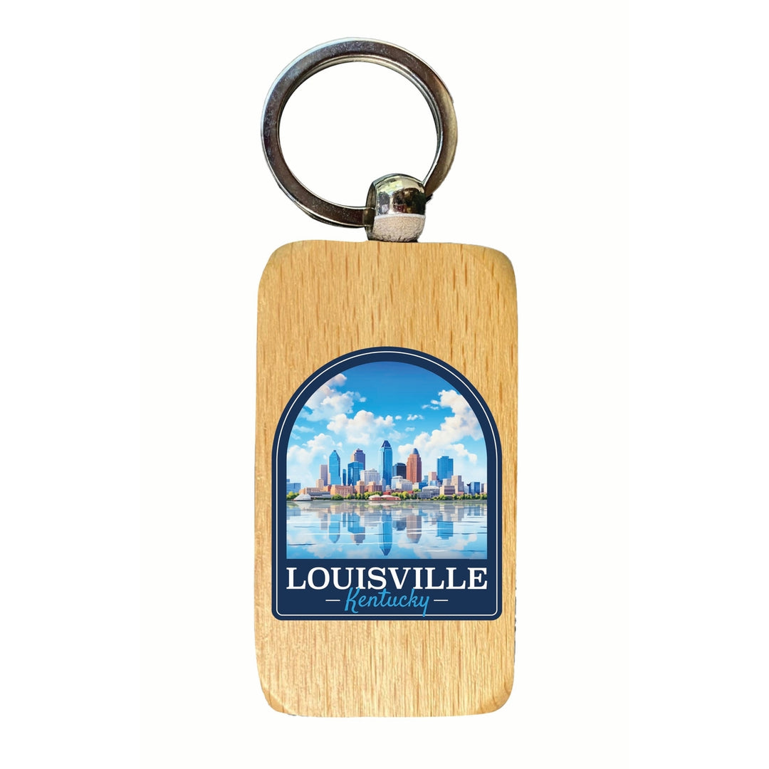 Louisville Kentucky Daytime Cityscape Design Souvenir 2.5x1-Inch Souvenir Wooden Keychain Image 1