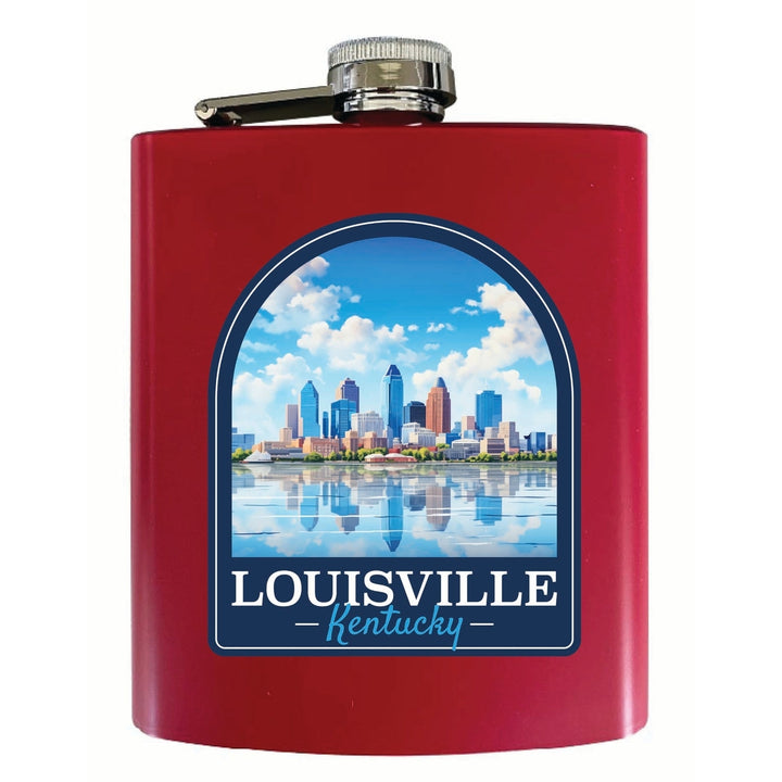 Louisville Kentucky Daytime Cityscape Design Souvenir 7 oz Steel Flask Matte Finish Image 2