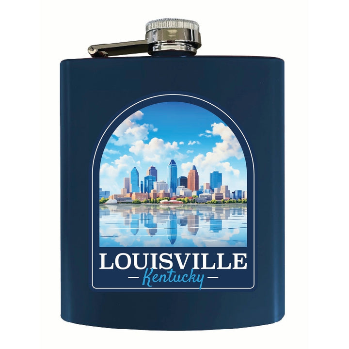 Louisville Kentucky Daytime Cityscape Design Souvenir 7 oz Steel Flask Matte Finish Image 3