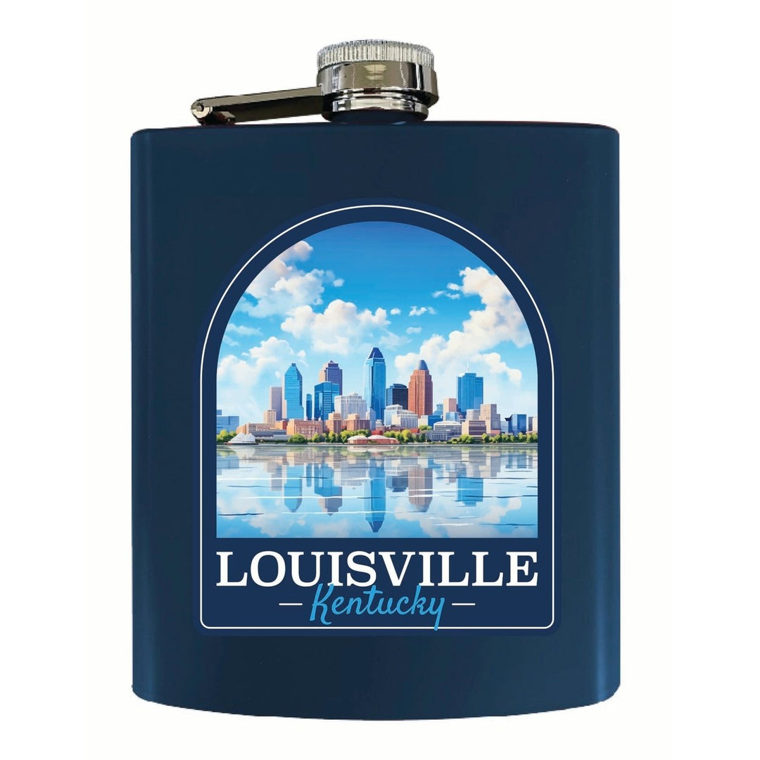 Louisville Kentucky Daytime Cityscape Design Souvenir 7 oz Steel Flask Matte Finish Image 1