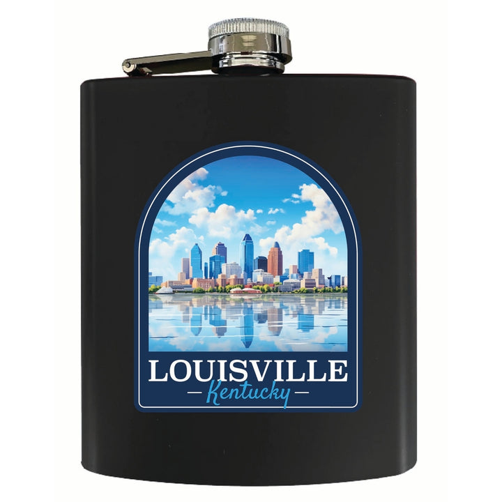 Louisville Kentucky Daytime Cityscape Design Souvenir 7 oz Steel Flask Matte Finish Image 4