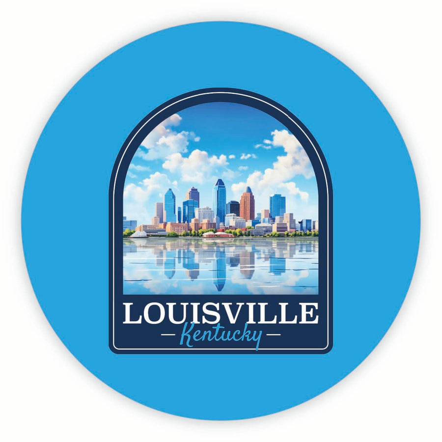 Louisville Kentucky Daytime Cityscape Design Souvenir Round Fridge Magnet Image 1