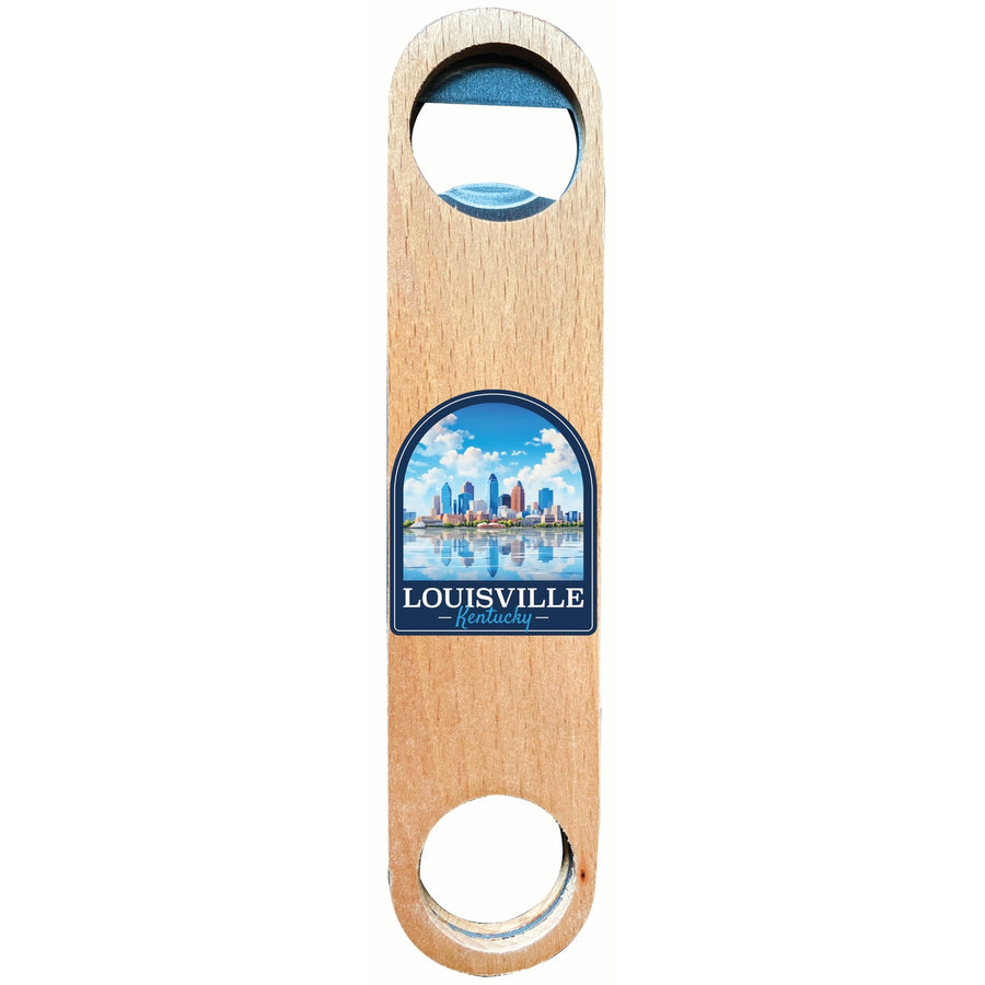 Louisville Kentucky Daytime Cityscape Design Souvenir Wooden Bottle Opener Image 1