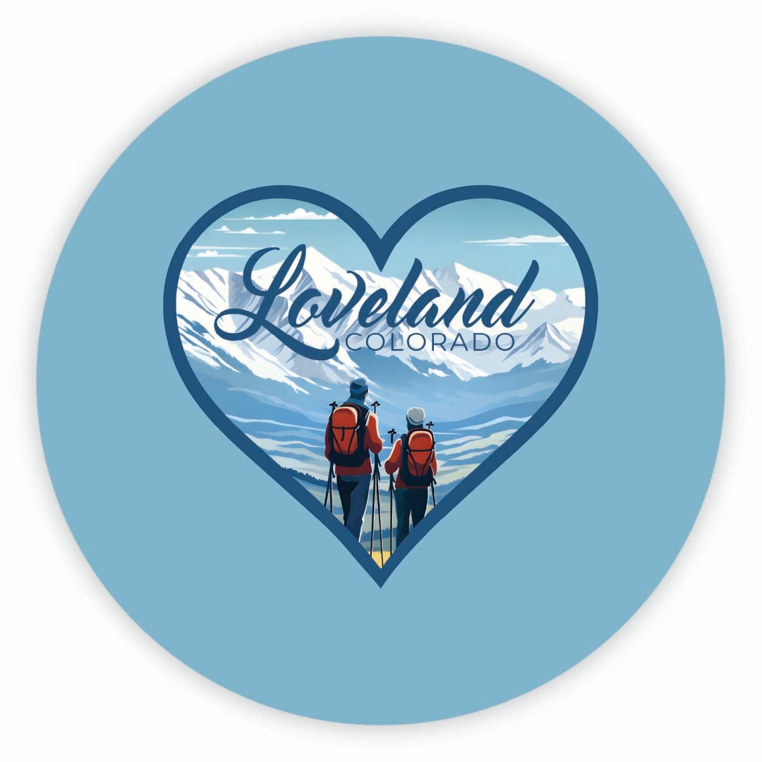 Loveland Colorado Ski Love Design Souvenir Round Vinyl Decal Sticker Image 1