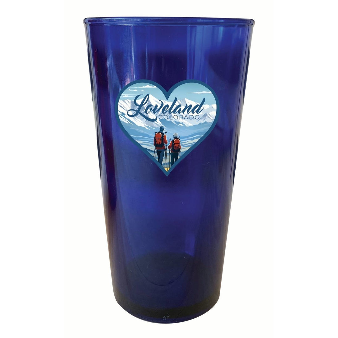 Loveland Colorado Ski Love Design Souvenir Plastic 16 oz pint Image 1